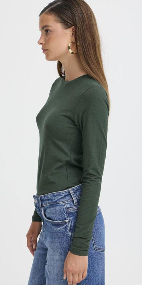B.Young Fitted Long Sleeve Top, dark green