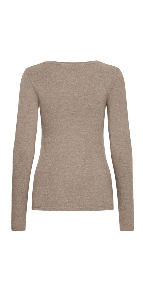 B.Young Fitted Long Sleeve Top, heathered walnut