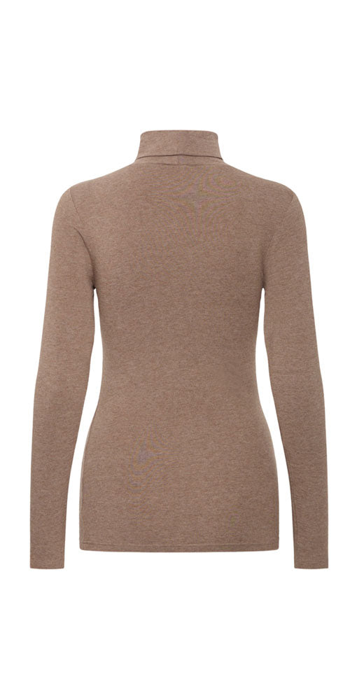 B.Young Fitted Turtleneck Top, walnut