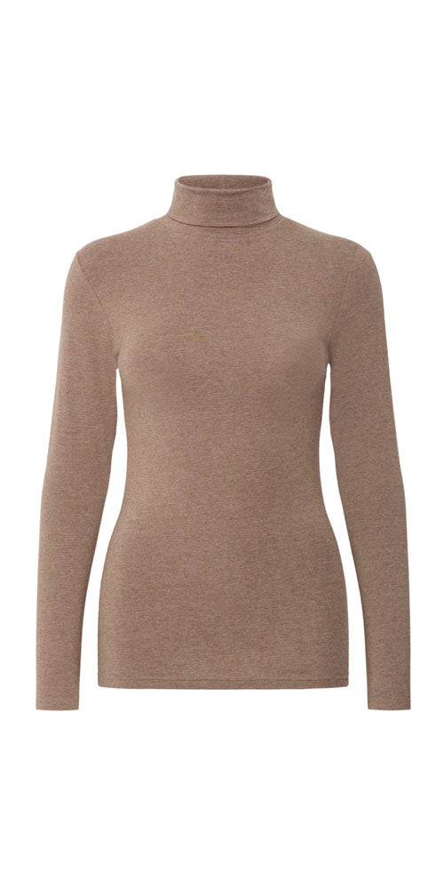 B.Young Fitted Turtleneck Top, walnut