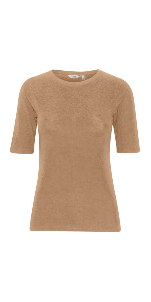 B.Young Fitted Half Sleeve Tee, camel