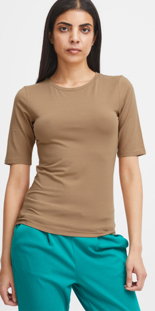 B.Young Fitted Half Sleeve Tee, camel