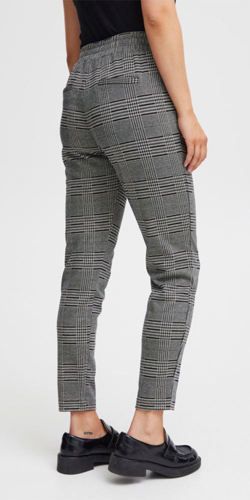 B.Young Flat Front Joggers, black check