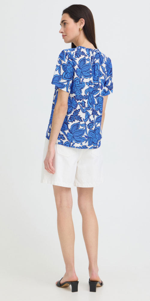 B.Young Floral Tunic Blouse, azure blue