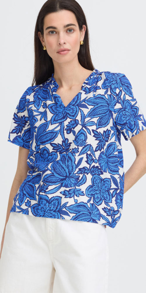 B.Young Floral Tunic Blouse, azure blue