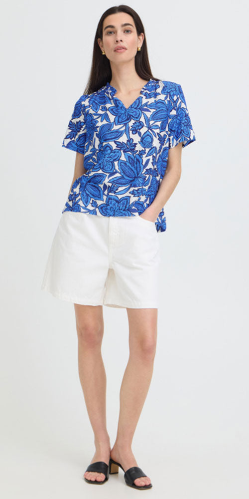 B.Young Floral Tunic Blouse, azure blue