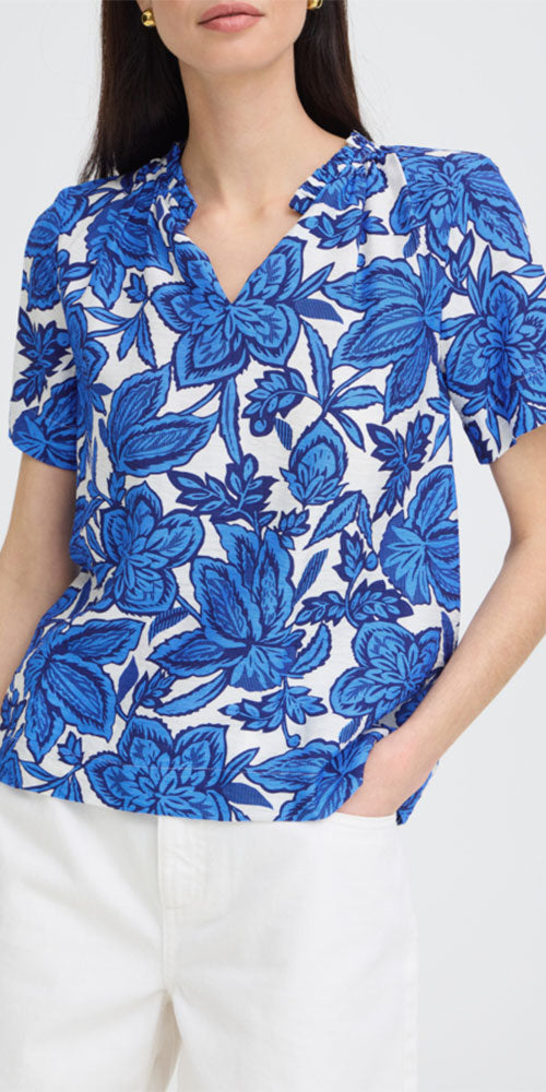 B.Young Floral Tunic Blouse, azure blue