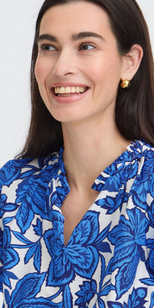 B.Young Floral Tunic Blouse, azure blue