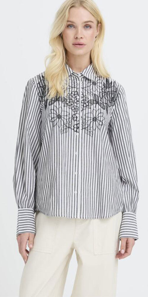 B.Young Flower and Stripe Shirt