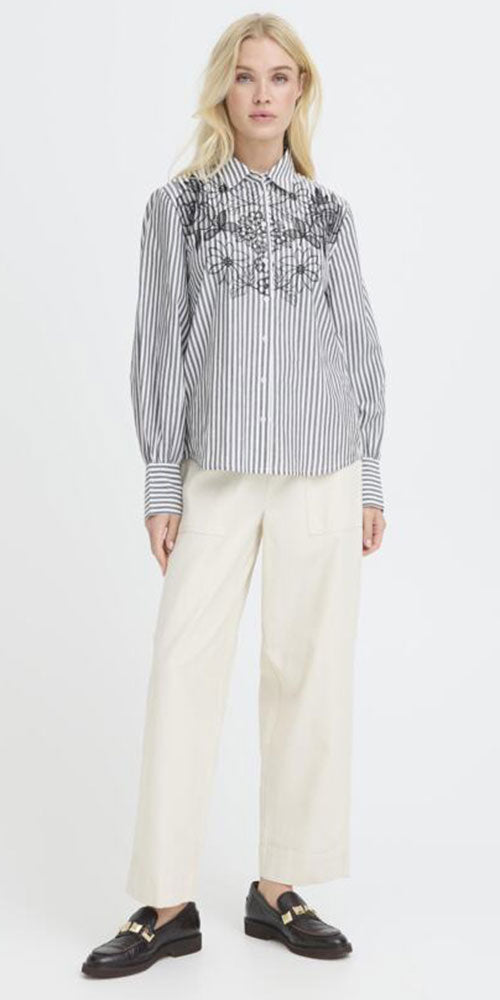 B.Young Flower and Stripe Shirt