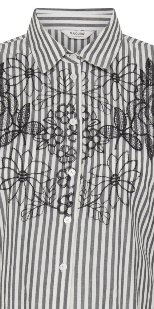 B.Young Flower and Stripe Shirt