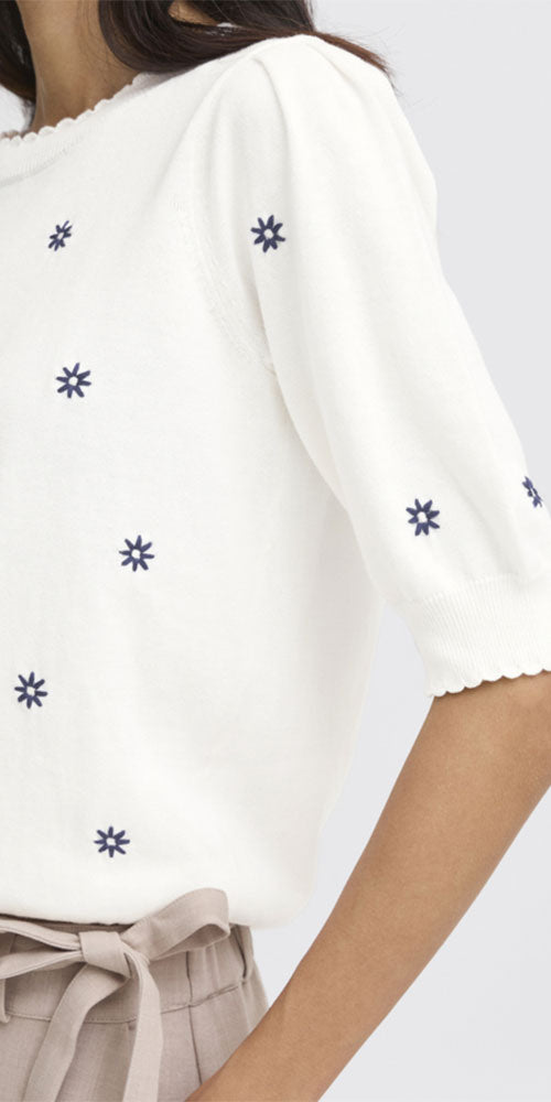 B.Young Flower Embroidered Sweater