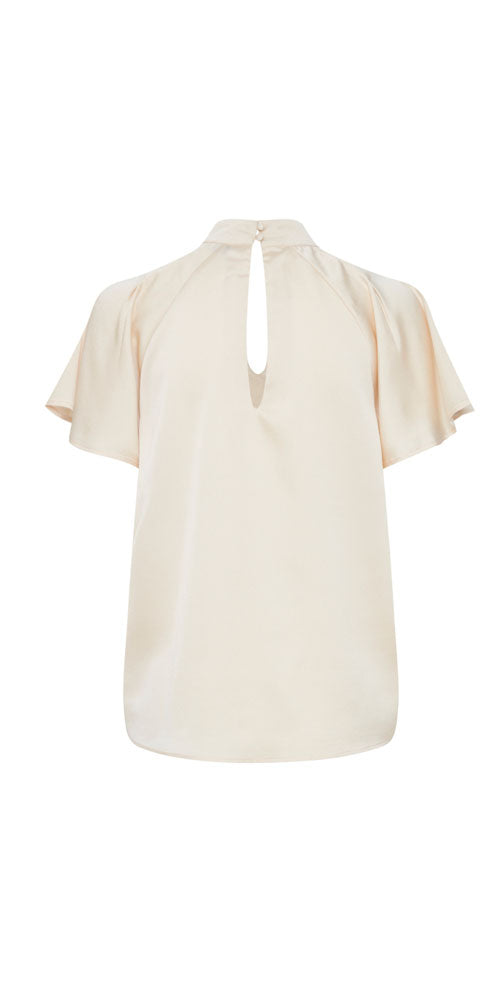 B. Young Sating Flutter Blouse, cream