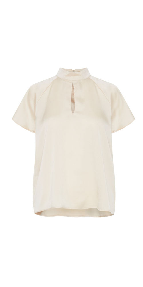 B. Young Sating Flutter Blouse, cream