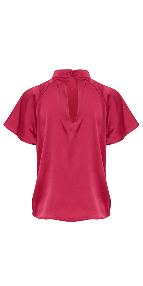 B. Young Satin Flutter Blouse, pink