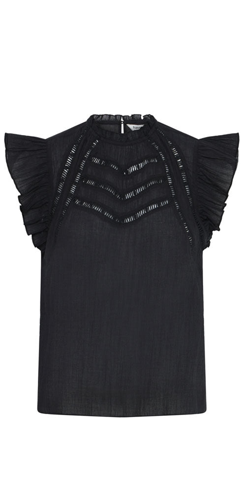 B.Young Cotton Flutter Top, black