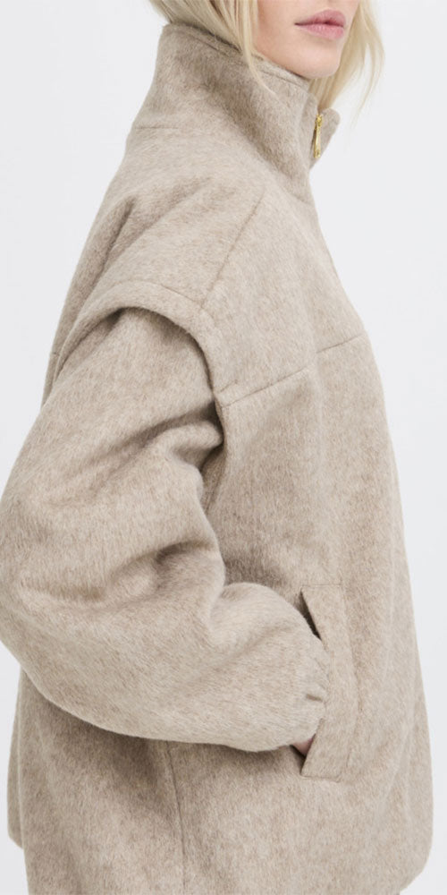 B.Young Funnel Neck Bomber, oatmeal
