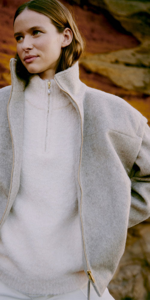 B.Young Funnel Neck Bomber, oatmeal