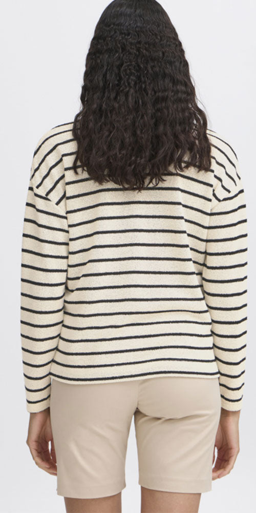 B.Young Gauzy Knit Striped Sweater