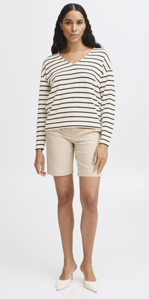 B.Young Gauzy Knit Striped Sweater