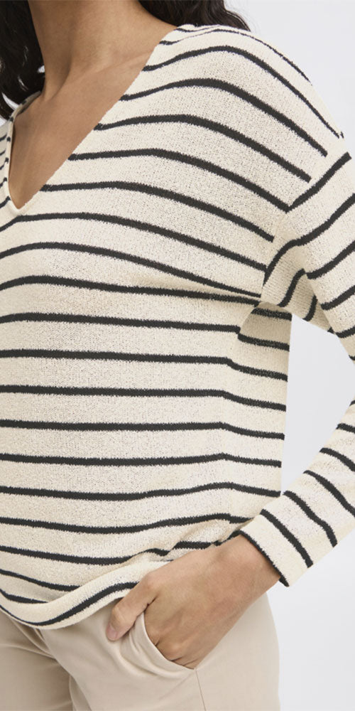 B.Young Gauzy Knit Striped Sweater