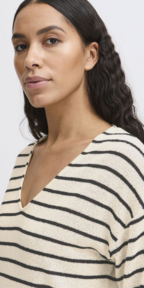 B.Young Gauzy Knit Striped Sweater