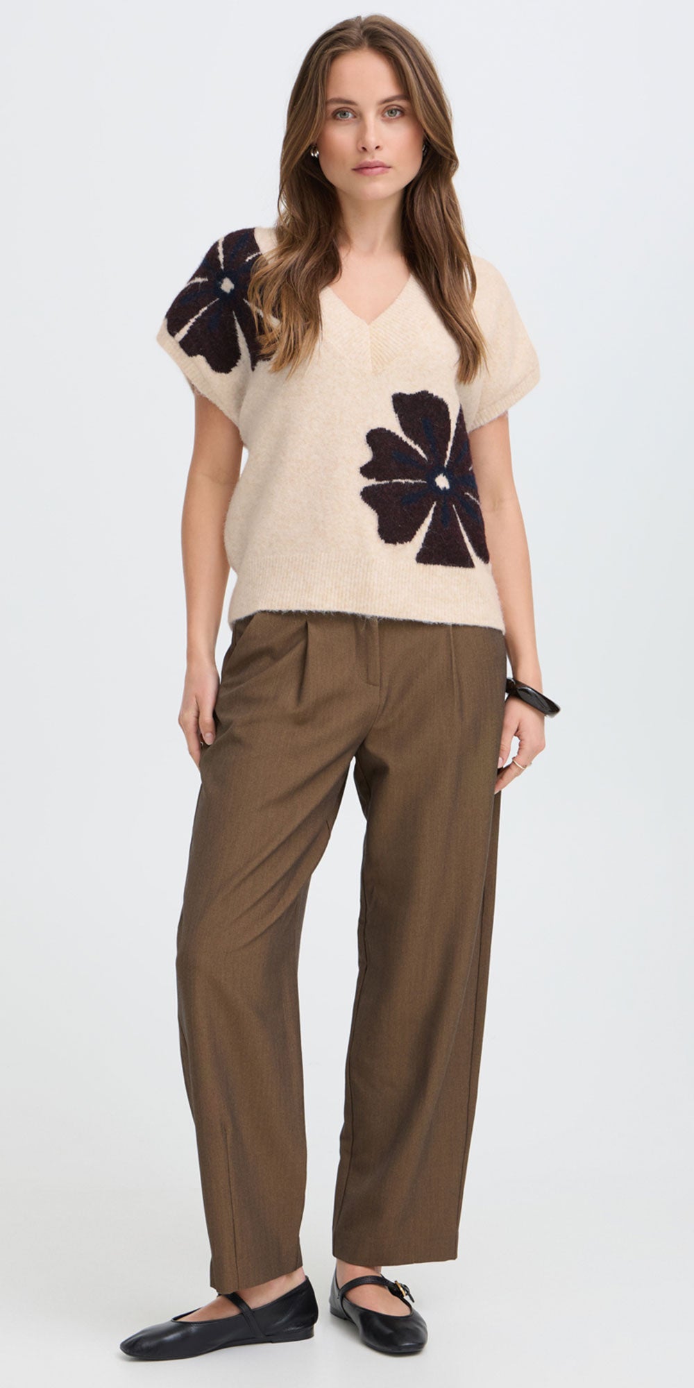 B.Young Graphic Flower Sweater Vest