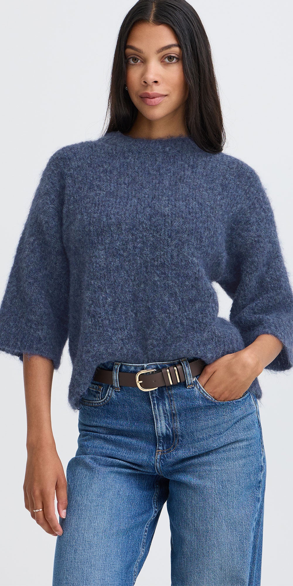 B.Young Half Sleeve Sweater, denim blue