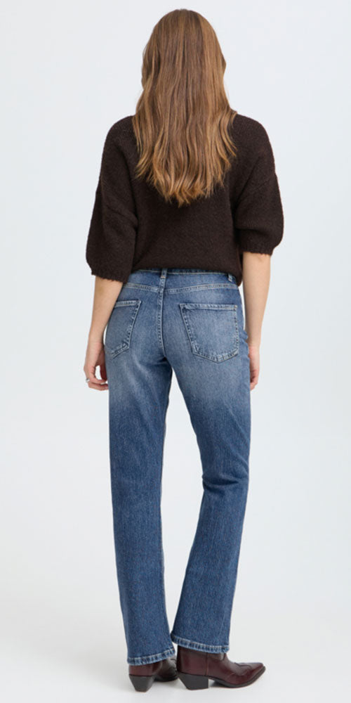 B.Young High Rise Boot Cut Jeans, mid-blue