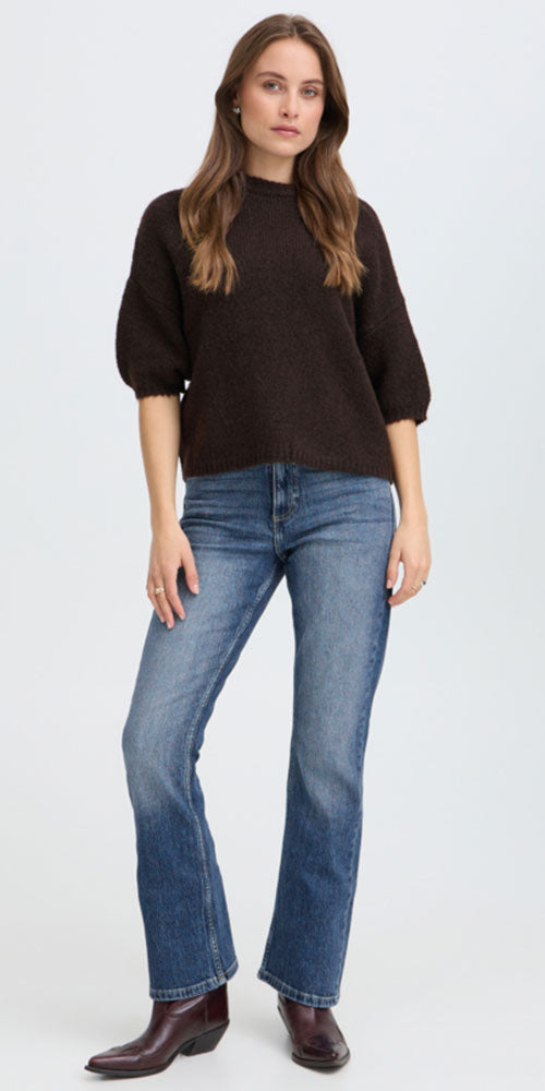 B.Young High Rise Boot Cut Jeans, mid-blue