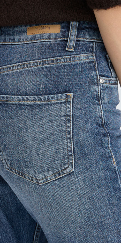 B.Young High Rise Boot Cut Jeans, mid-blue