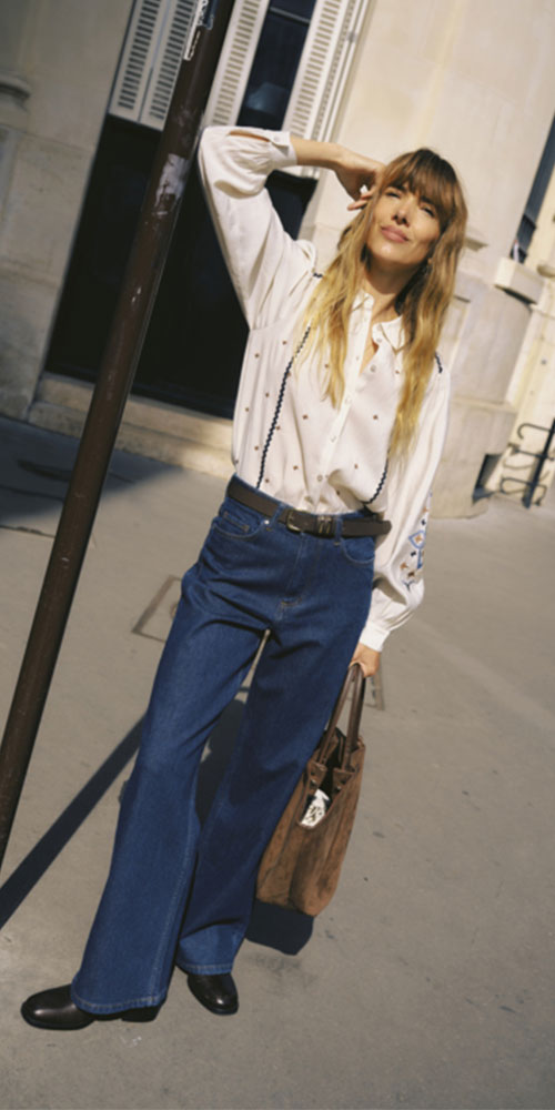 B.Young High Rise Wide Leg Jeans, dark blue