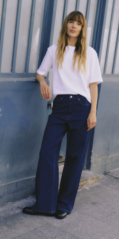 B.Young High Rise Wide Leg Jeans, dark blue