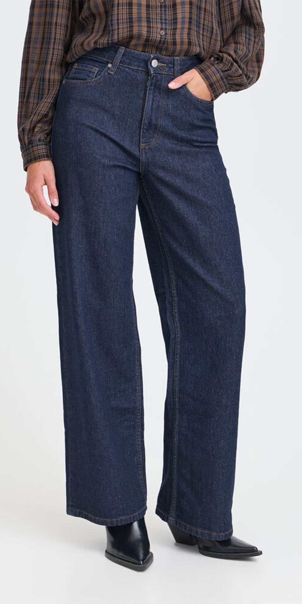 B.Young High Rise Wide Leg Jeans, dark blue