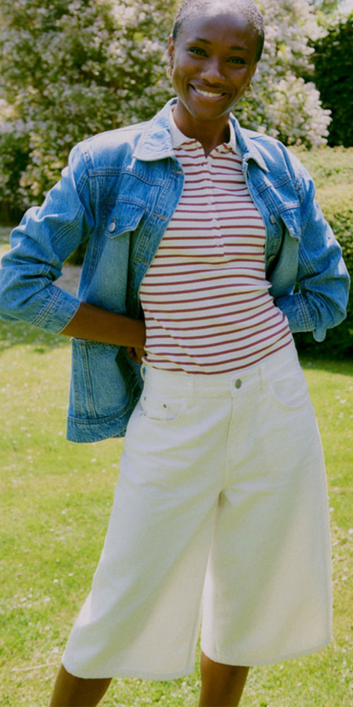 B.Young White Denim Jorts