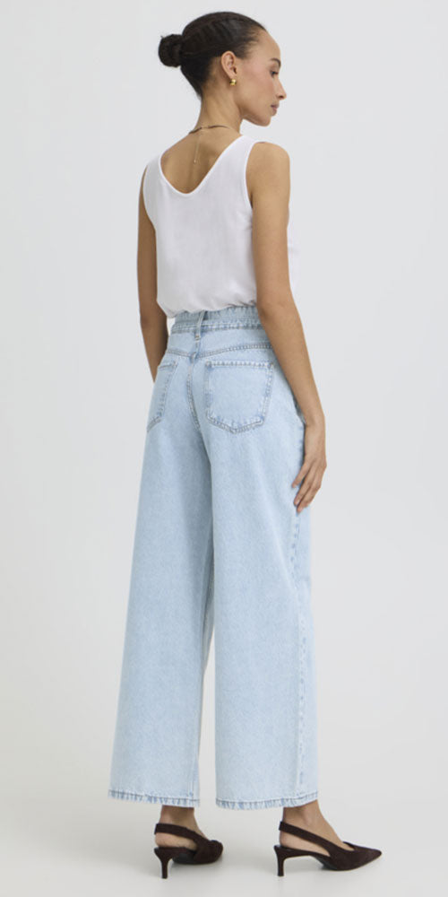 B.Young High Waist Tie Belt Jeans, light wash