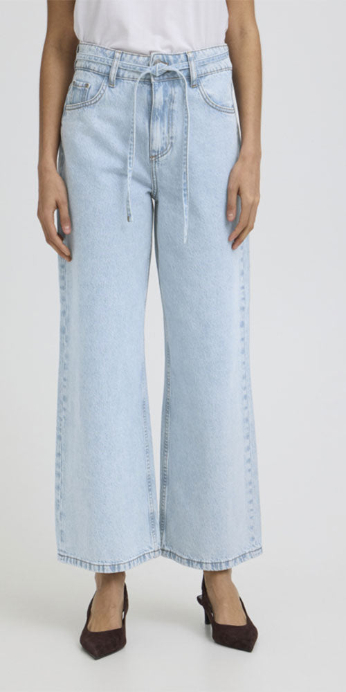 B.Young High Waist Tie Belt Jeans, light wash