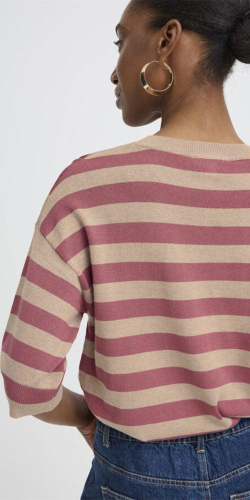 B.Young Lightweight Knit Pullover, rouge stripes