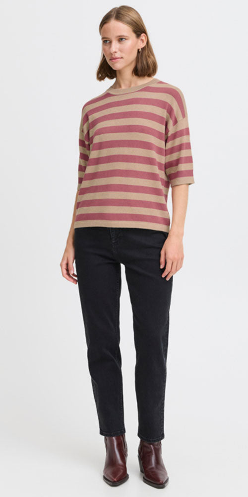 B.Young Lightweight Knit Pullover, rouge stripes