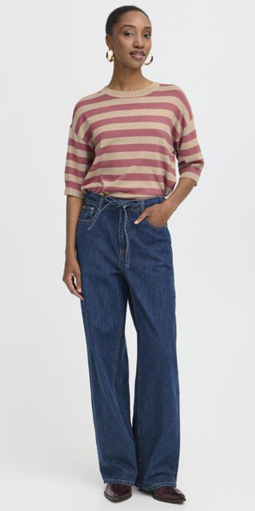 B.Young Lightweight Knit Pullover, rouge stripes