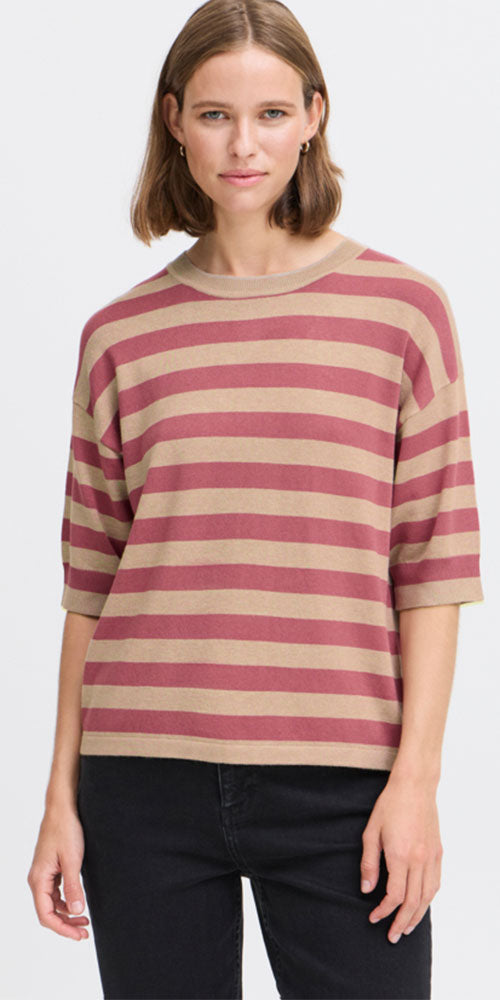 B.Young Lightweight Knit Pullover, rouge stripes