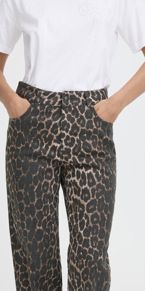 B.Young Leopard Denim Jeans