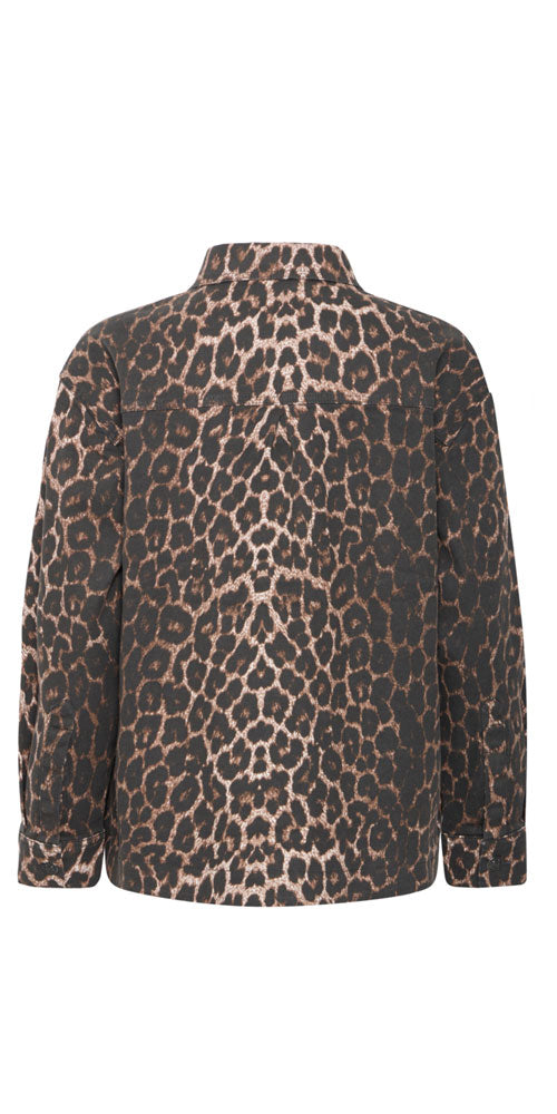 B.Young Leopard Denim Shirt Jacket