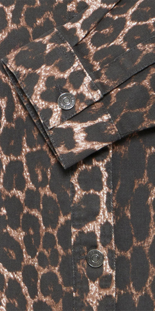B.Young Leopard Denim Shirt Jacket