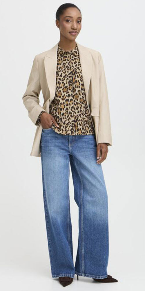 B.Young Leopard Print Button Shirt