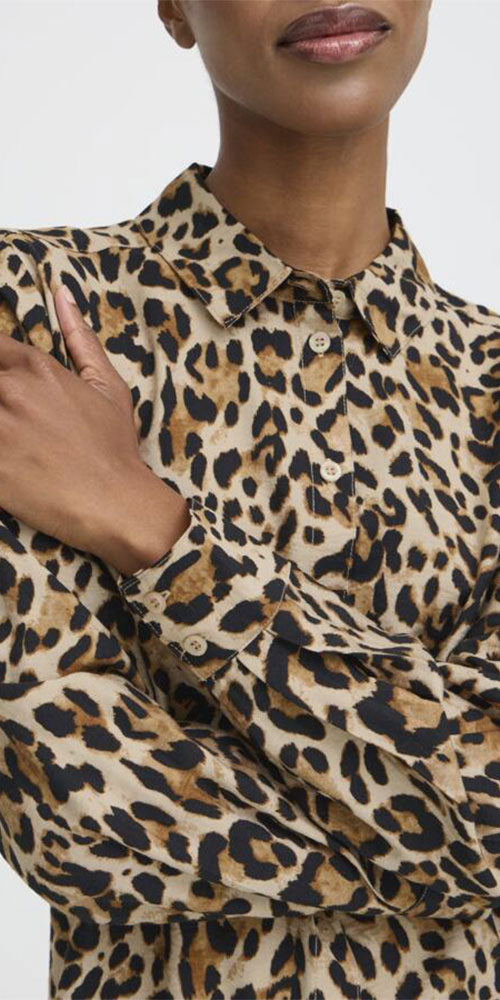 B.Young Leopard Print Button Shirt