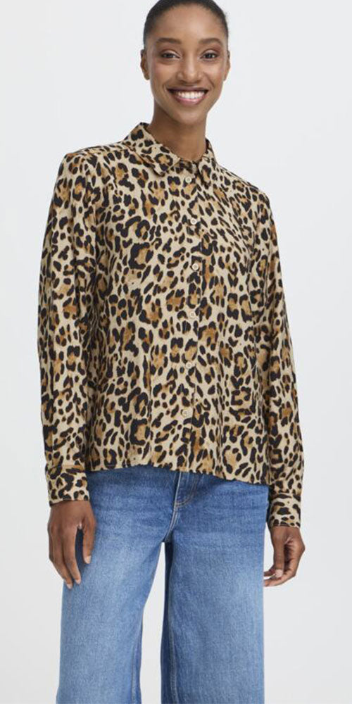 B.Young Leopard Print Button Shirt