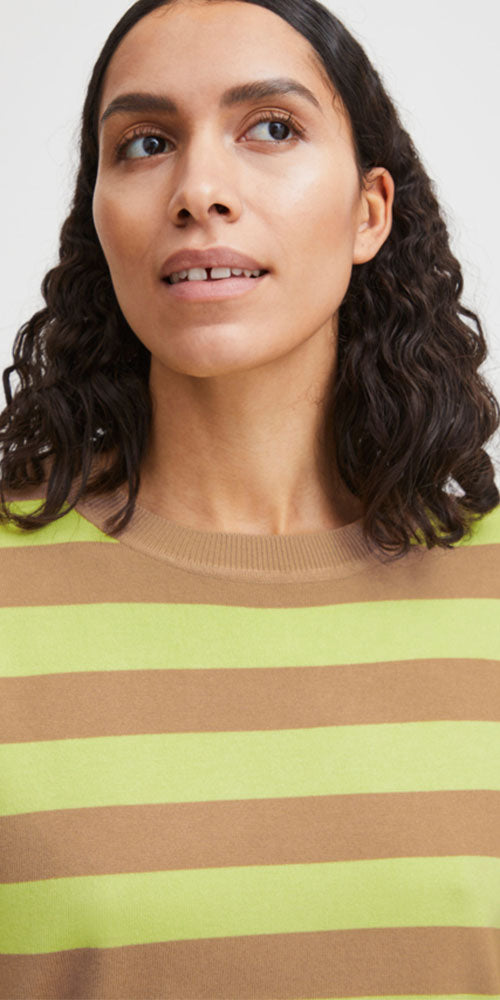 B. Young Light Knit Tee Sweater, green taupe
