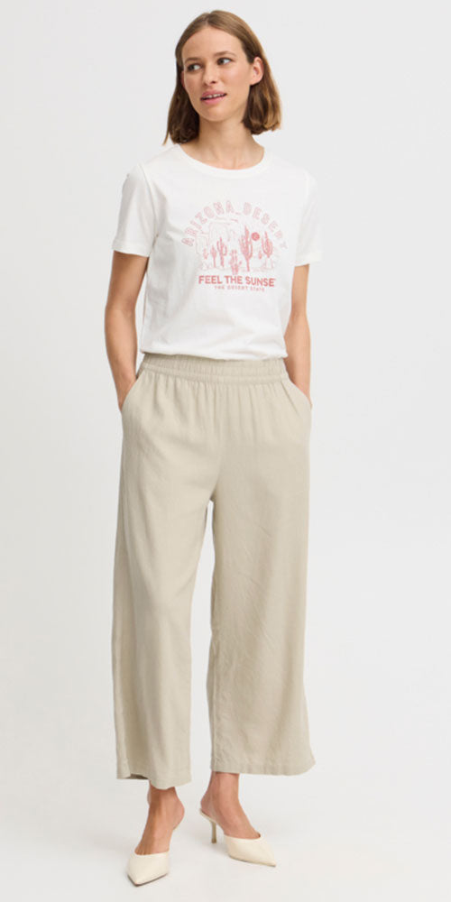 B.Young Linen Blend Pants, ecru