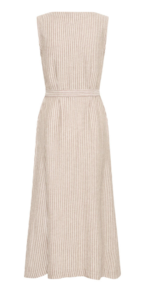 B.Young Linen Blend Button Dress, mocha stripe
